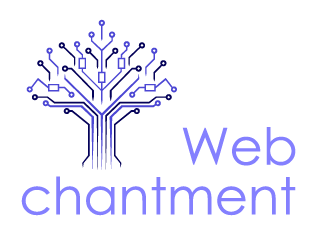 Webchantment logo featuring a tree made of circuit lines, representing technology and growth and website design agencies near me.